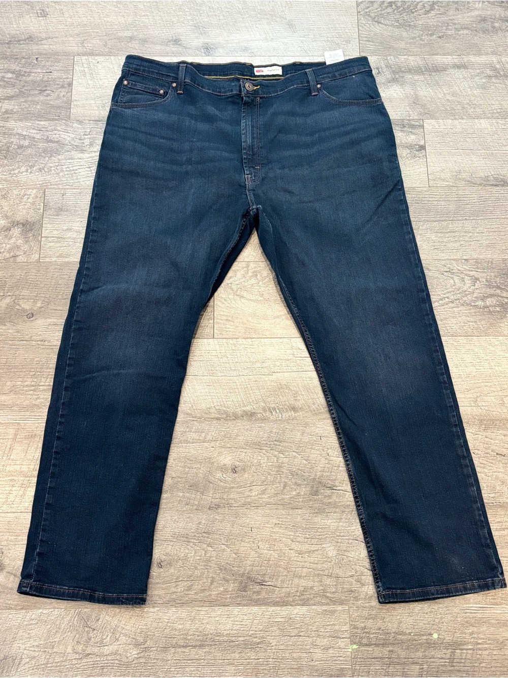 Wrangler Men’s Blue Denim Jeans Straight Fit Dark Wash Stretch Size 42x30